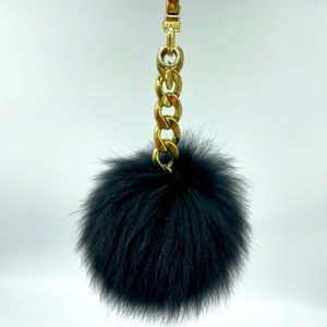 Rare Discontinued Michael Kors Fur Pom-Pom Key Chain - Small